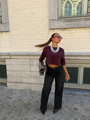T-shirt crop oversize burgundy