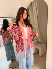 Gilet kimono dahlia rose