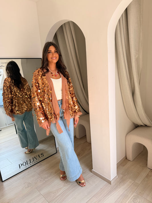 Gilet kimono dahlia cuivré