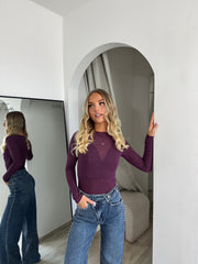 Blouse cachemire prune