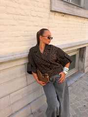 Veste en jeans print léopard