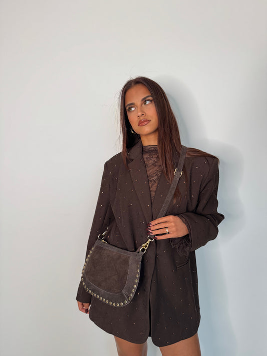 Blazer à strass marron