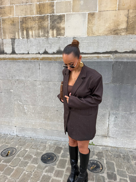 Blazer à strass marron