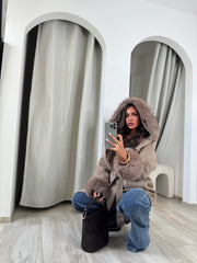 Manteau premium camélia taupe