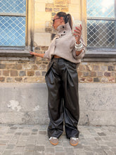 Pantalon simili cuir marron