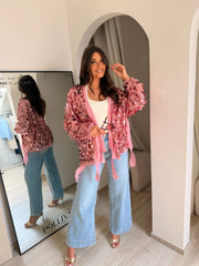 Gilet kimono dahlia rose