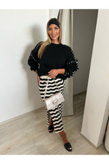 Black/white crochet skirt