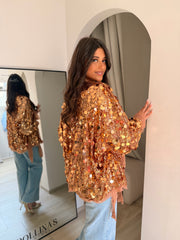 Gilet kimono dahlia cuivré