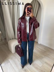 Veste vinyle bordeau