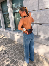 Blouse dos nu satin marron