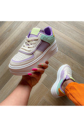 LIA Nude/Lilac sneakers.