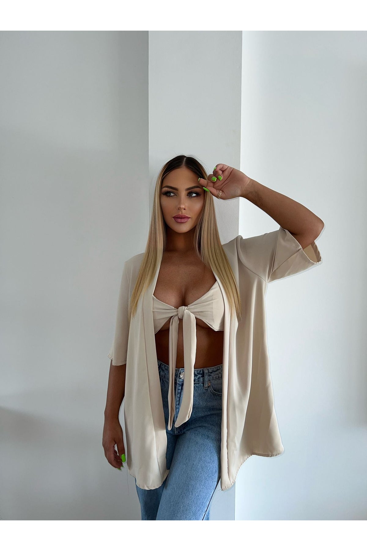 Top + kimono vest