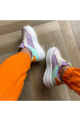 LIA Nude/Lilac sneakers.