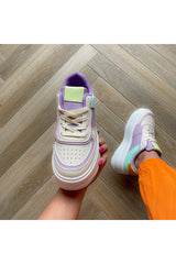 LIA Nude/Lilac sneakers.