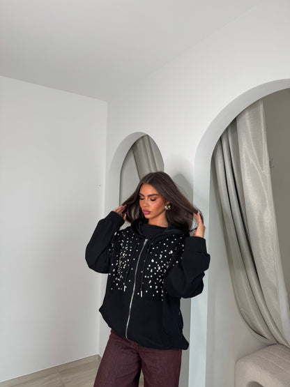 Gilet capuche à strass Maelle