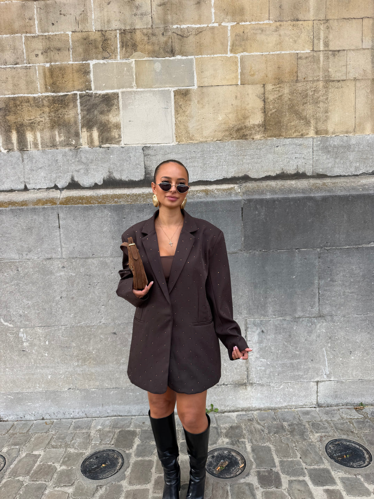 Blazer à strass marron