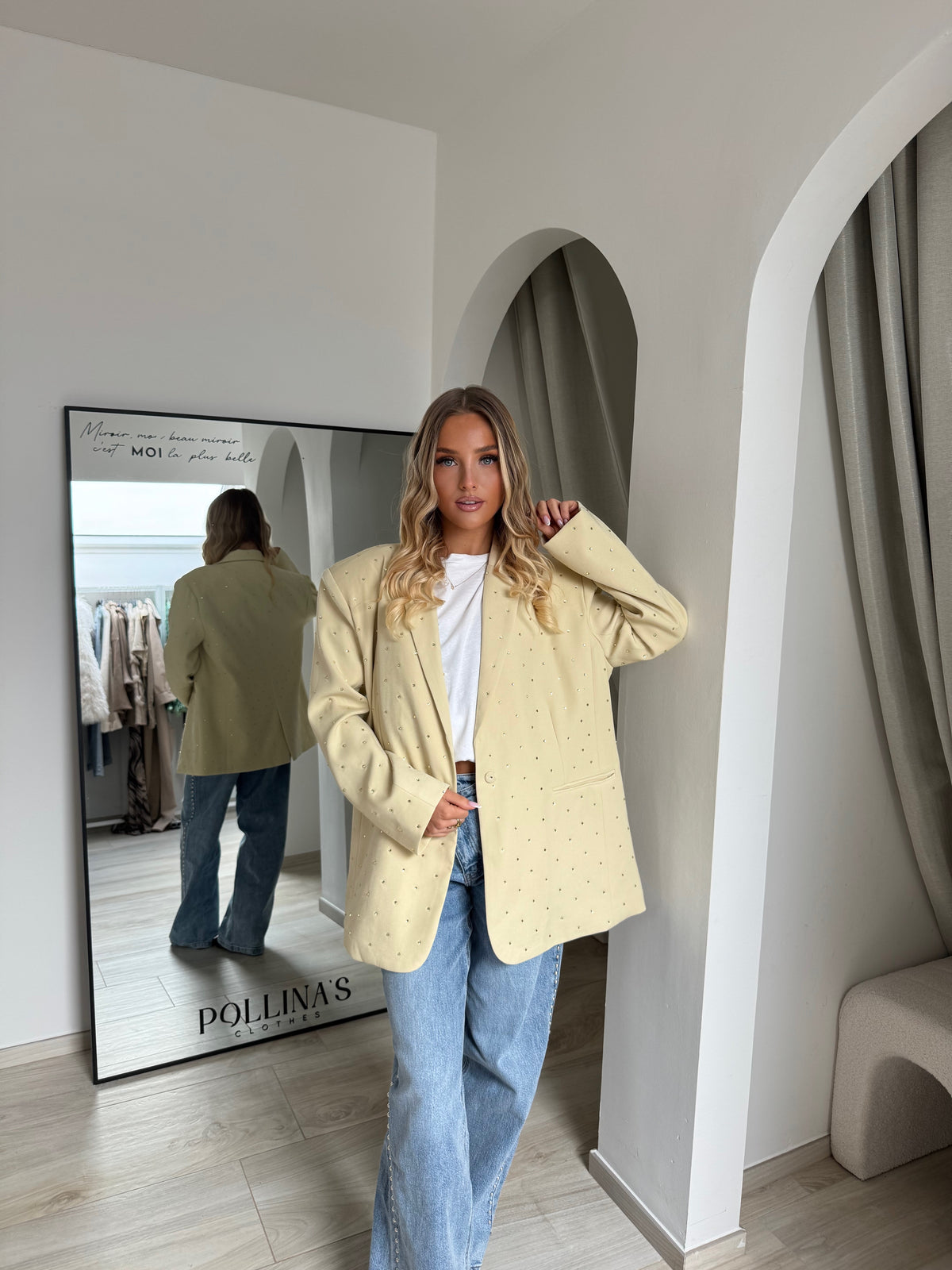 Blazer à strass jaune beurre