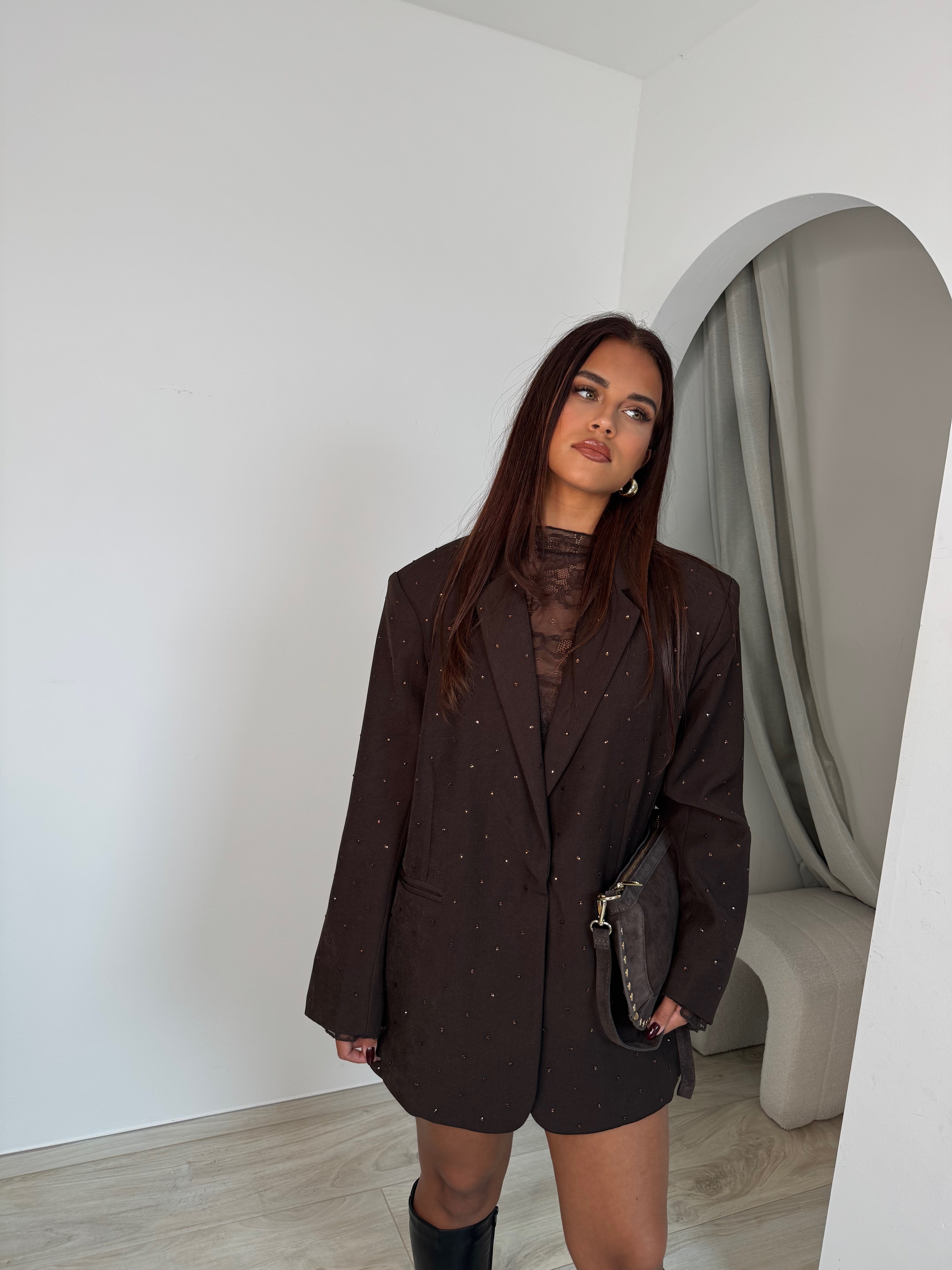 Blazer à strass marron