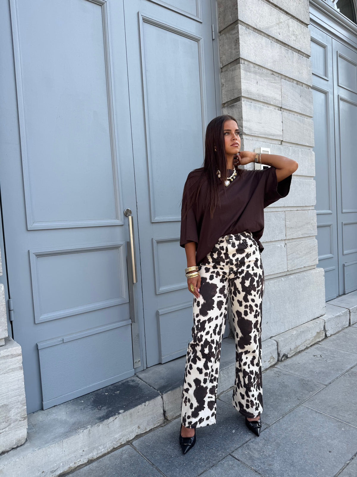 Jeans print cow