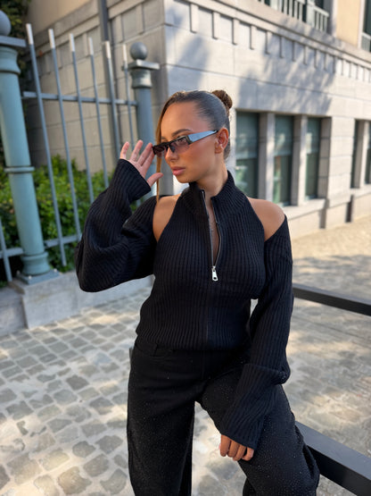 Pull dos nu + manche
