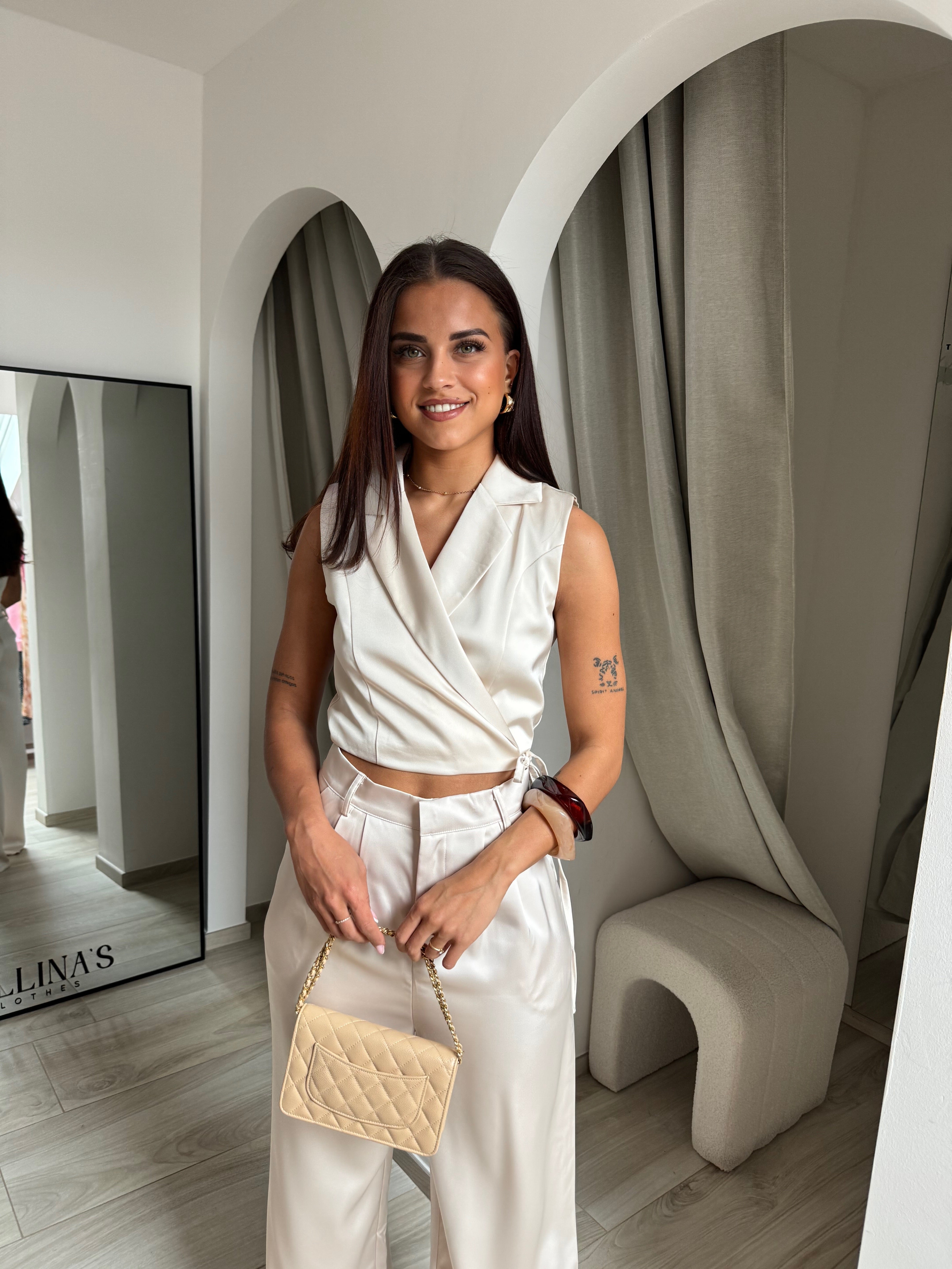 Blouse cache cœur nude
