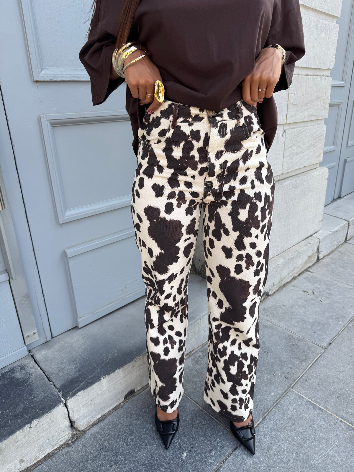 Jeans print cow