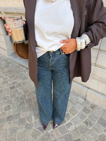 Jeans Davina print léopard blue