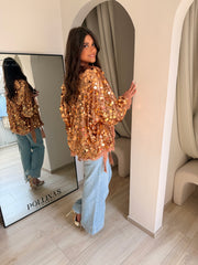 Gilet kimono dahlia cuivré