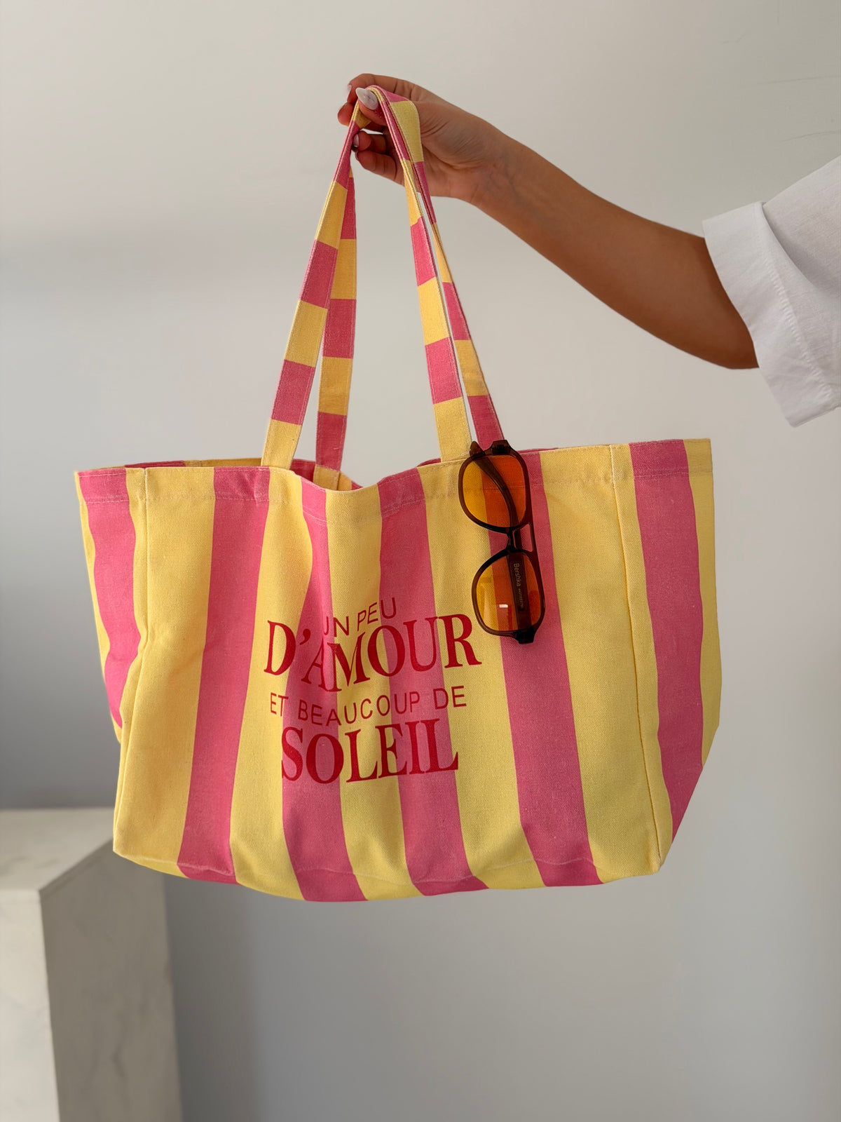 Totebag jaune-rose