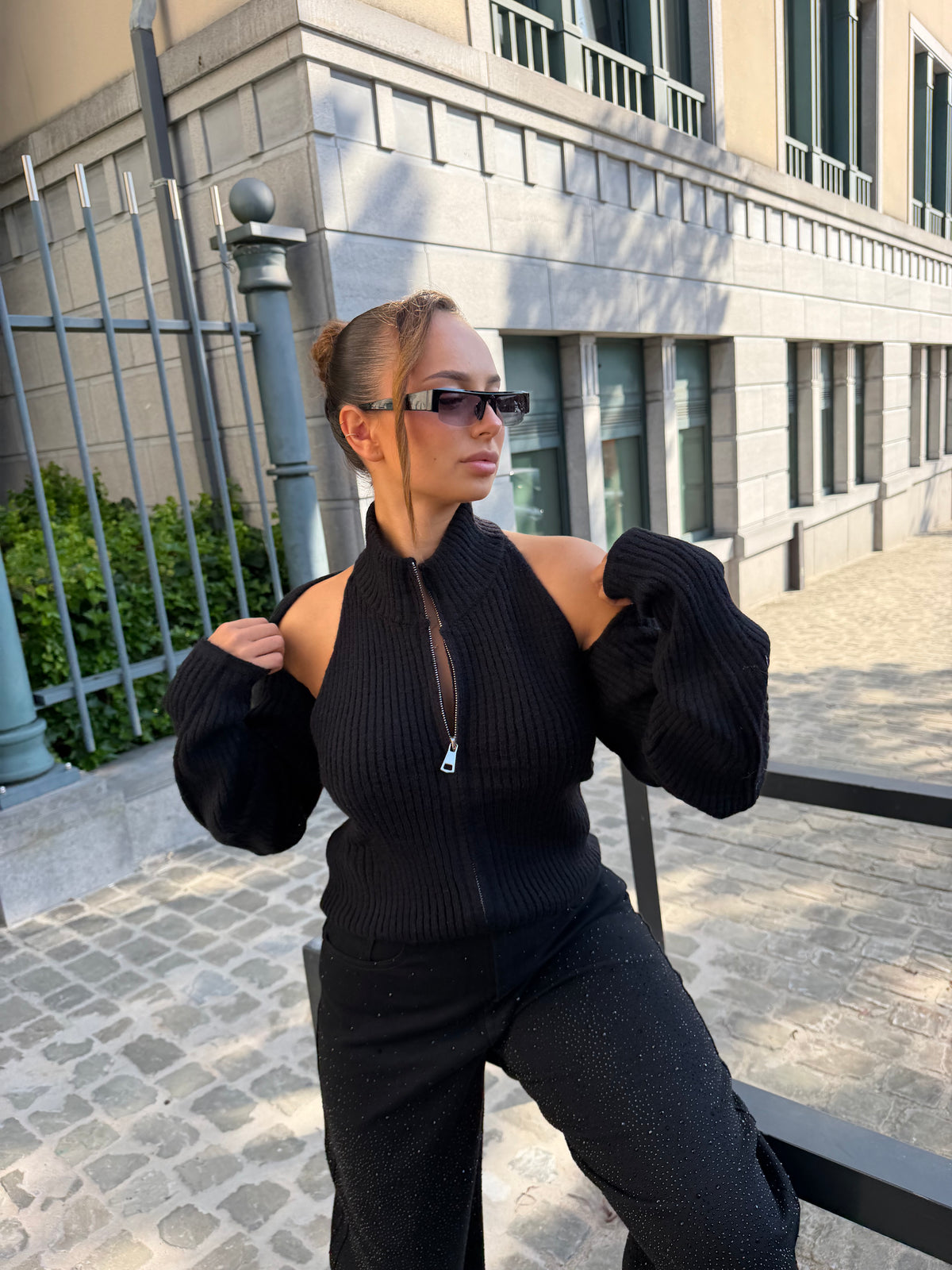 Pull dos nu + manche