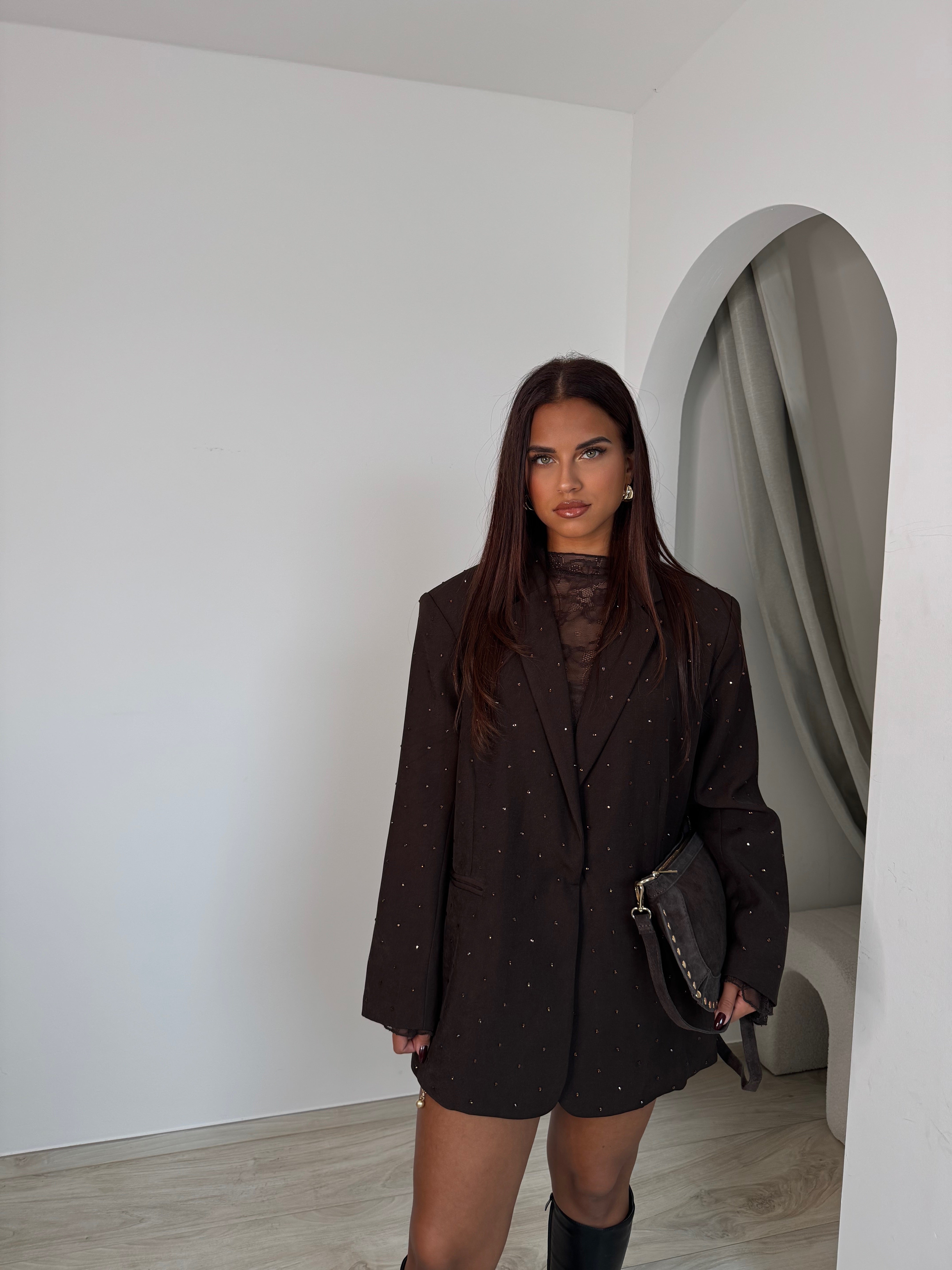 Blazer à strass marron