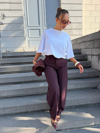 Pantalon rayures burgundy