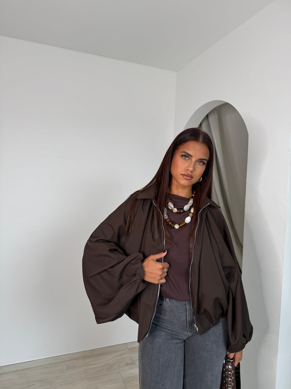 Veste capucine marron