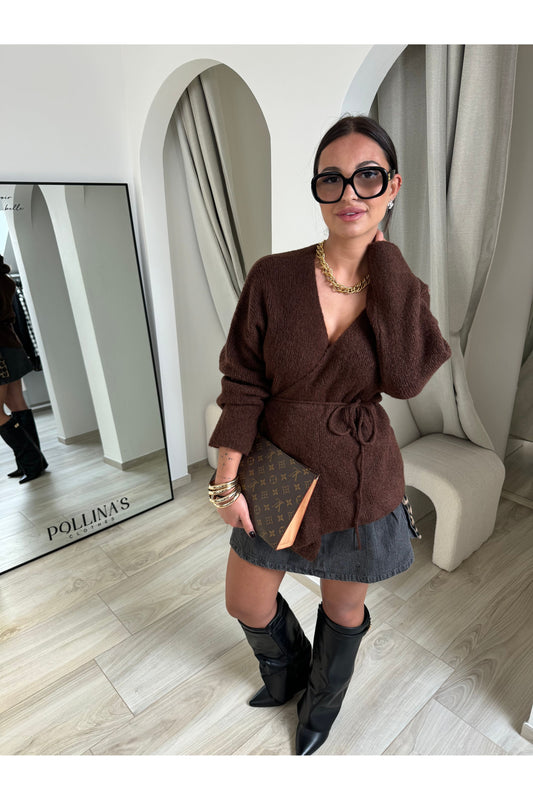 Gilet cache cœur brun