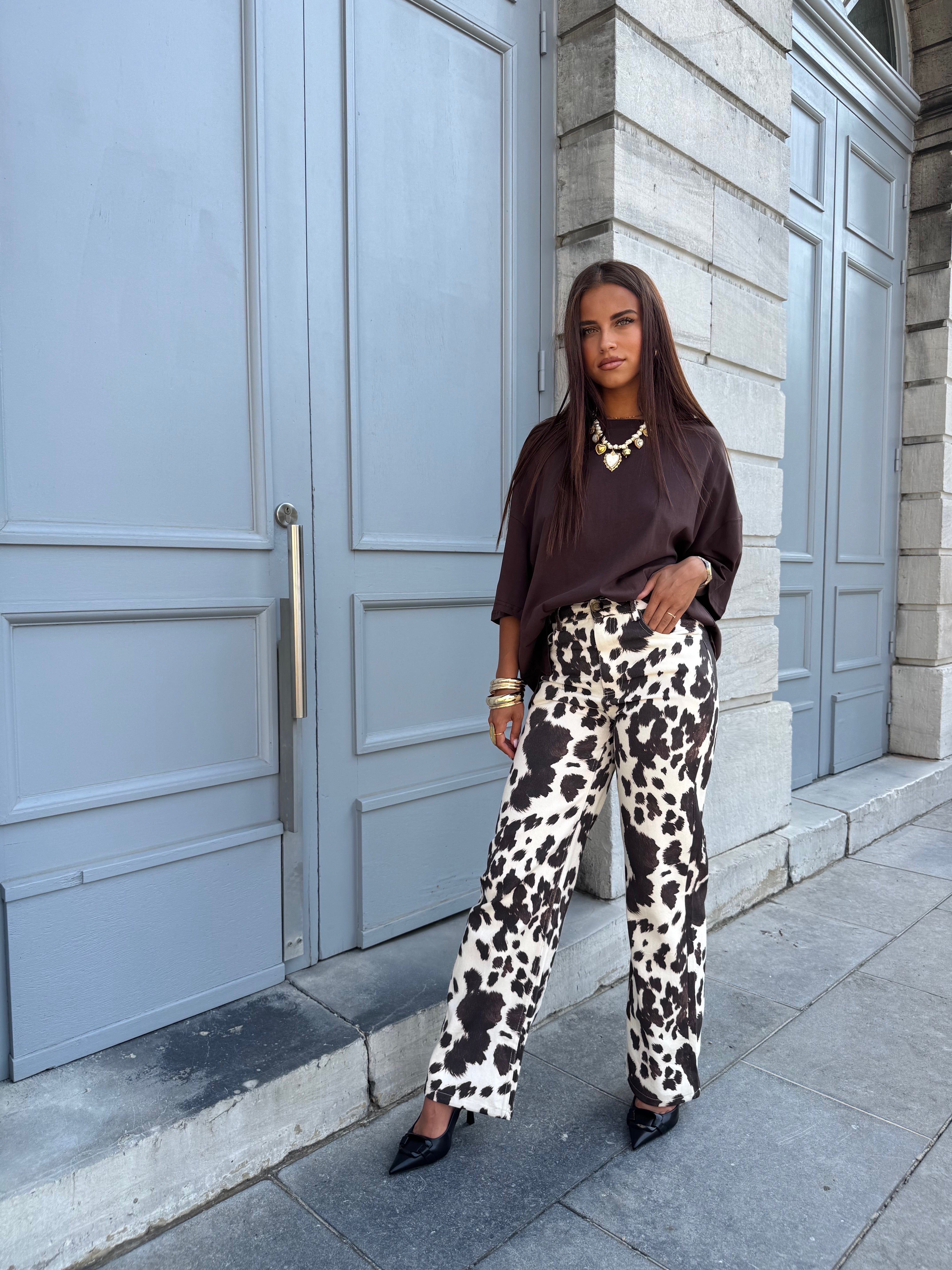 Jeans print cow