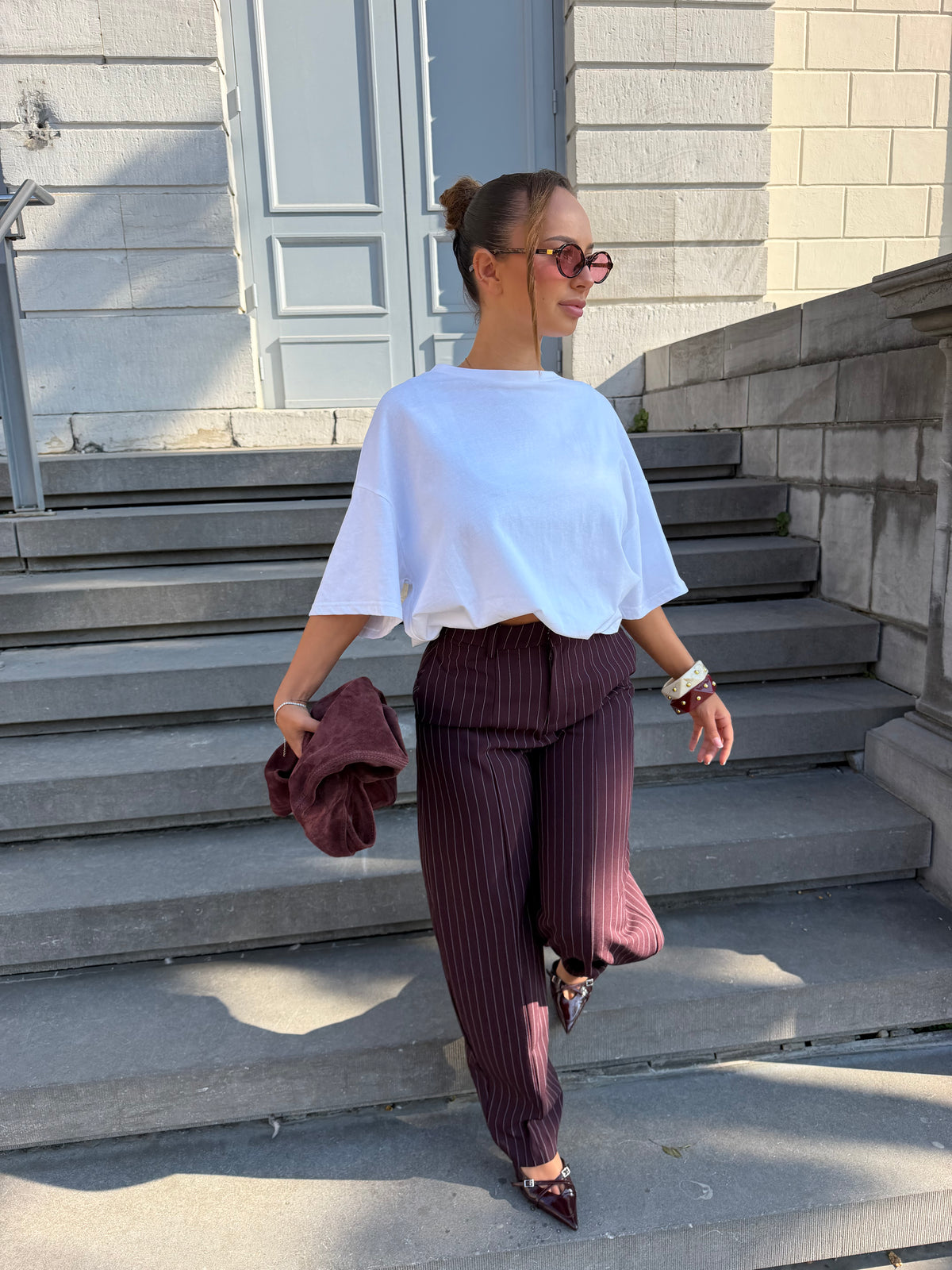 Pantalon rayures burgundy