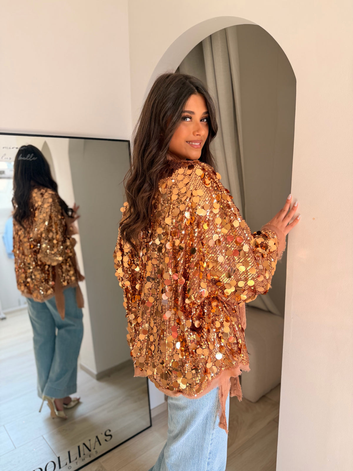 Gilet kimono dahlia cuivré