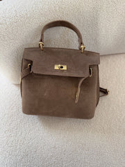 Sac cuir Kelly taupe