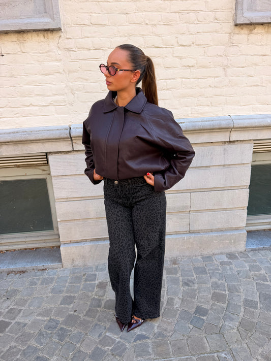 Bomber simili cuir bordeaux