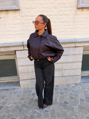 Bomber simili cuir bordeaux