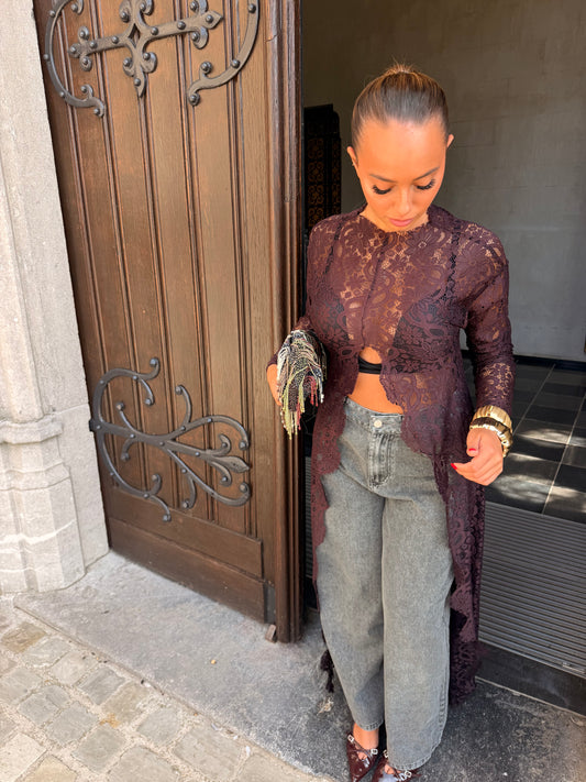 Blouse dentelle burgundy