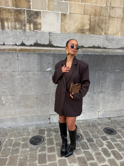 Blazer à strass marron
