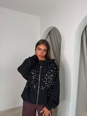 Gilet capuche à strass Maelle