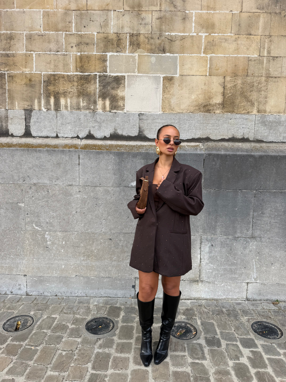 Blazer à strass marron