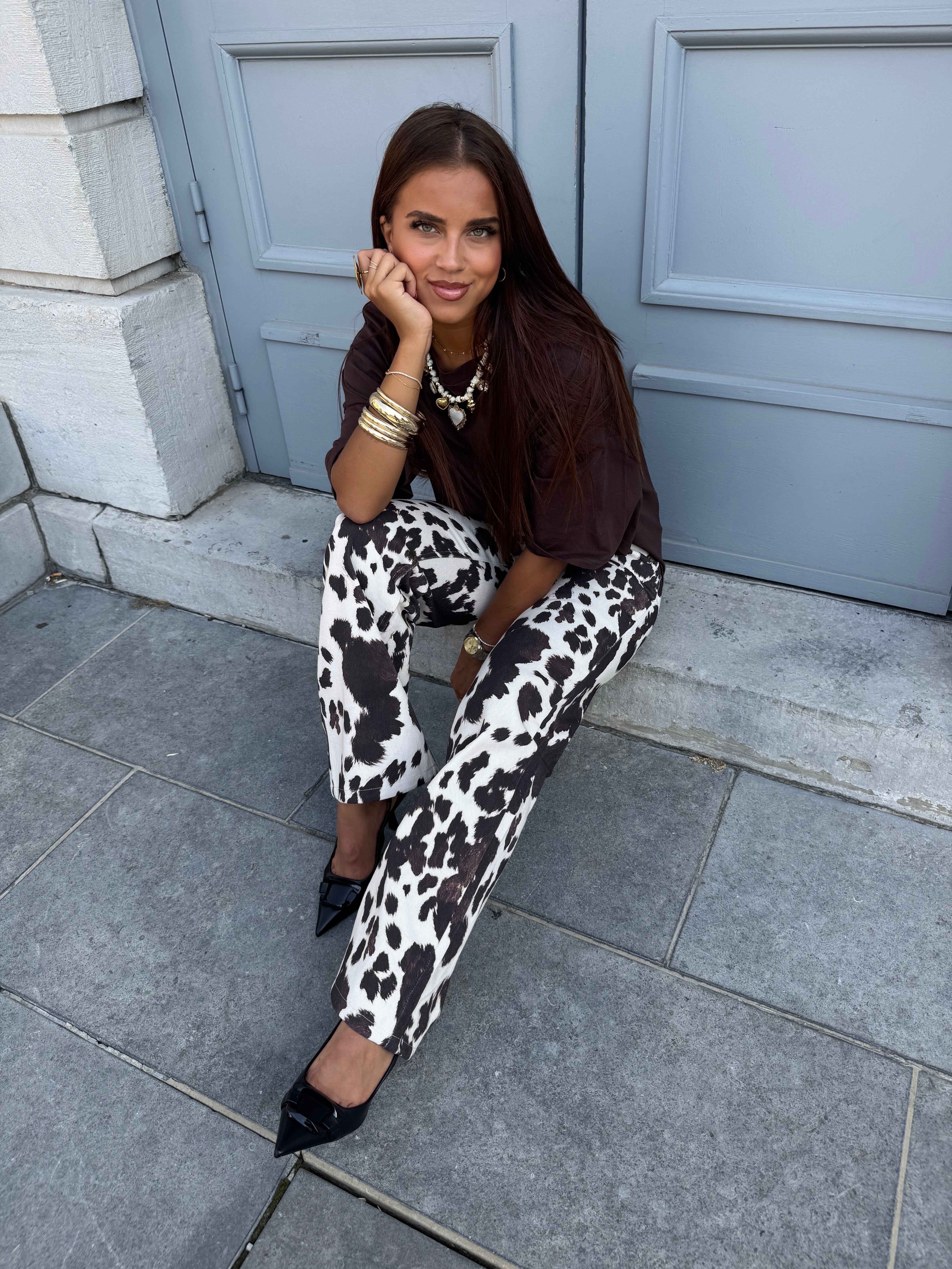 Jeans print cow