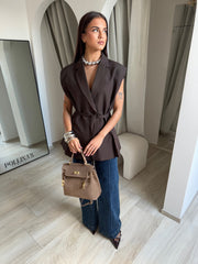 Sac cuir Kelly taupe