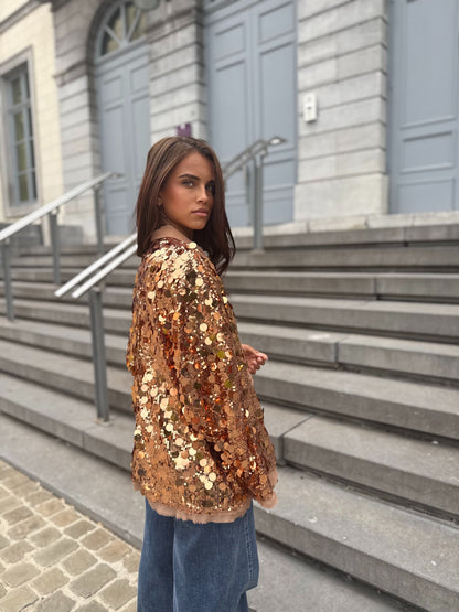 Gilet kimono dahlia cuivré