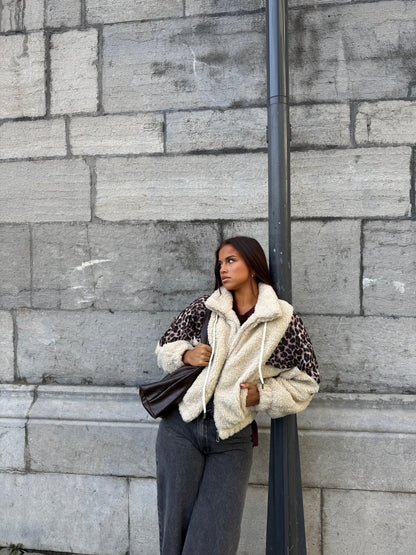 Veste moumoute léopard