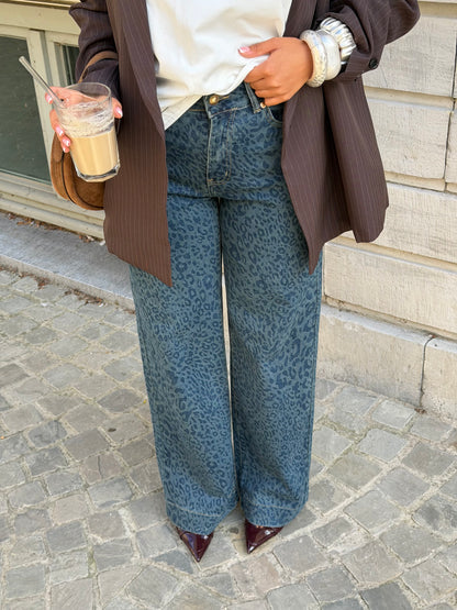 Jeans Davina print léopard blue