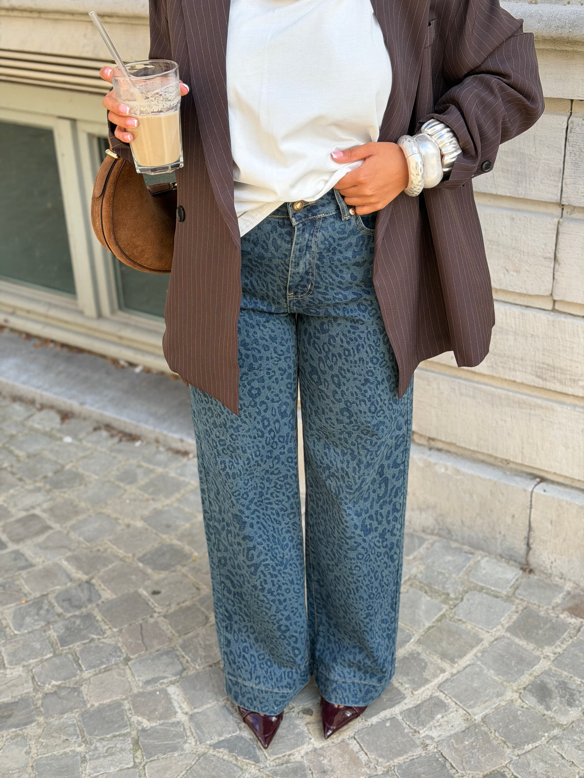 Jeans Davina print léopard blue